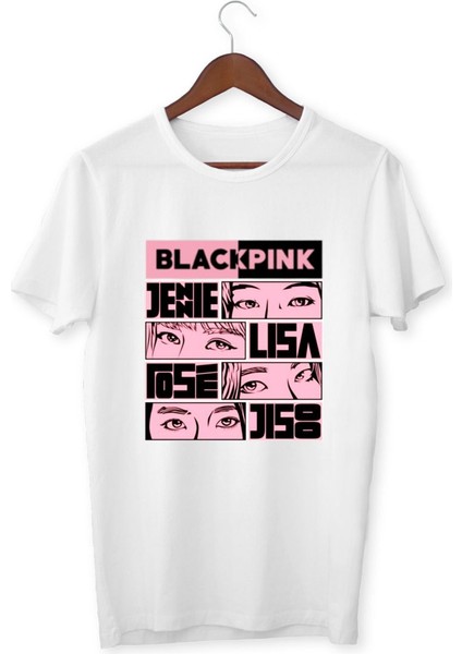Blackpink Tişört Çocuk Yetişkin Beyaz T-Shirt Jenie Lisa Rose Jisoo Çocuk Black Pink