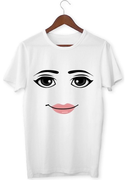 Roblox Women Face Tişört Beyaz Roblox Kadın Tişört Face Roblox T-Shirt