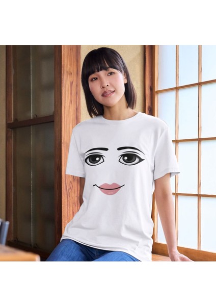 Roblox Women Face Tişört Beyaz Roblox Kadın Tişört Face Roblox T-Shirt fiyatları