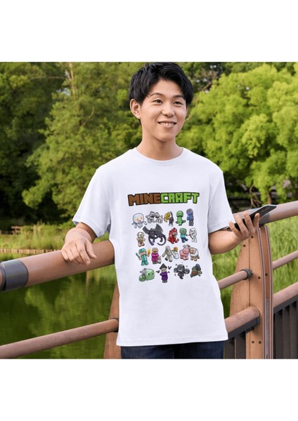 Minecraft Tişörtleri Beyaz T-Shirt Minecraft Çocuk Yetişkin Tişört fiyatları