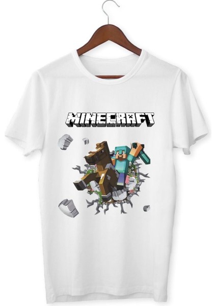 Minecraft Tişörtleri Hediye Minecraft T-Shirt Beyaz Tişört