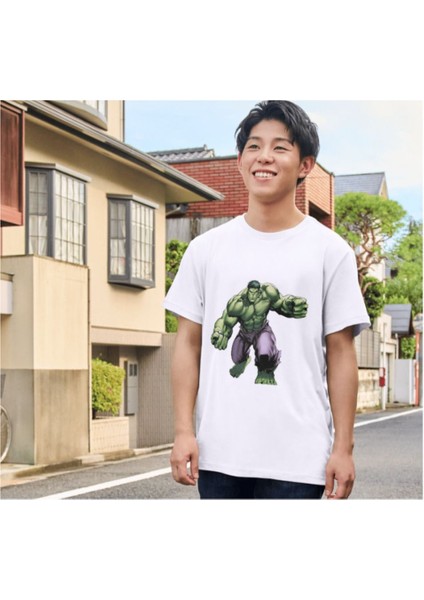 Hulk Tişört Hulk Baskılı Çocuk Yetişkin Beyaz Hulk T-Shirt modelleri