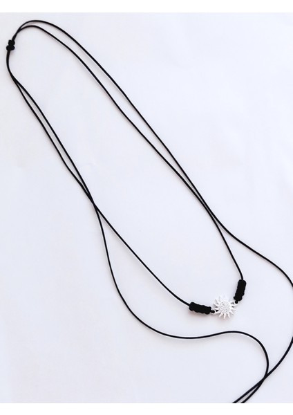 Gümüş Güneş Şans Çarkı Siyah Ip Tasarım Kadın Choker Kolye Sevgililer Günü Hediye modelleri