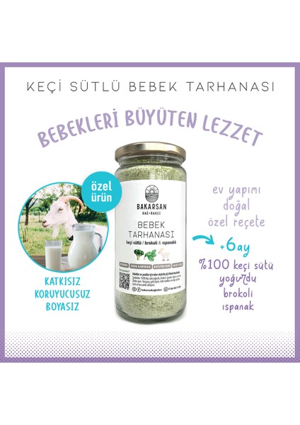 Keçi Sütlü Brokoli ve Ispanaklı Bebek Tarhanası 400 gr