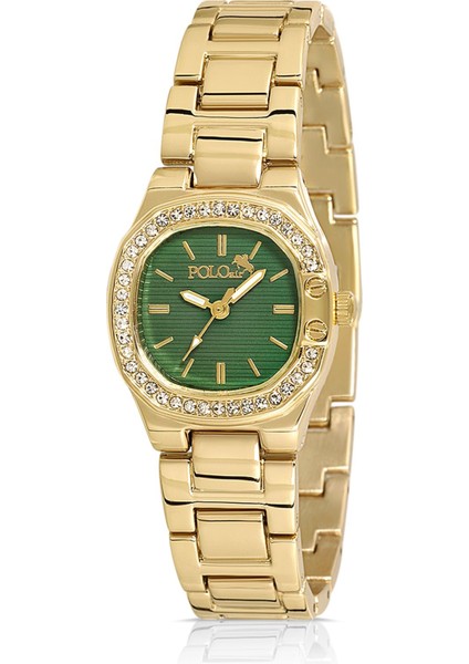 Tek Sıra Lüx Taşlı Kadın Kol Saati Gold Yeşil Renk PL-1513B4X fiyatları