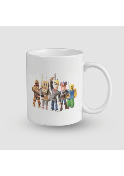 Roblox Karakterleri Tasarımlı Beyaz Porselen Kupa Bardak