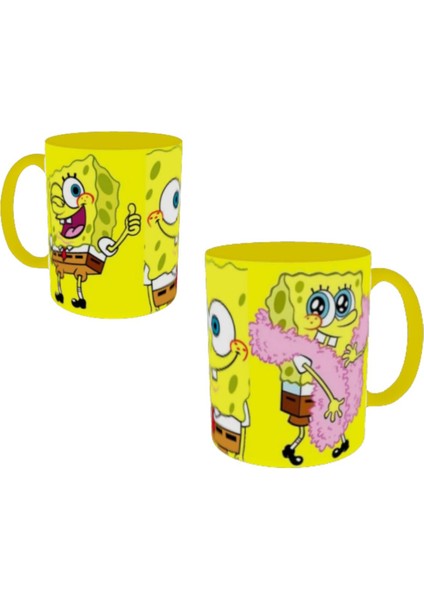 Sünger Bob Kupa Bardak Süngerbob Kupa Içi ve Kulbu Sarı