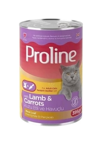 Pate Içinde Et Parçacıklı Kuzu Etli ve Havuçlu Yetişkin Konserve Kedi Maması 395 gr