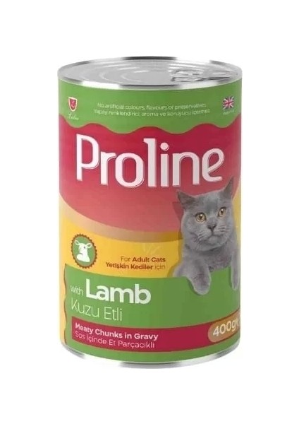 Sos Içinde Et Parçacıklı Kuzu Etli Yetişkin Konserve Kedi Maması 400 gr