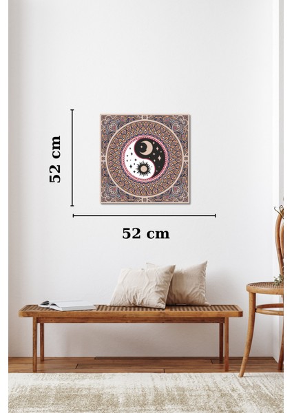 El Yapımı Üç Boyutlu Ahşap Yin Yang Duvar Sanatı