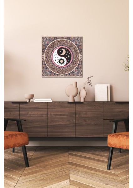 El Yapımı Üç Boyutlu Ahşap Yin Yang Duvar Sanatı