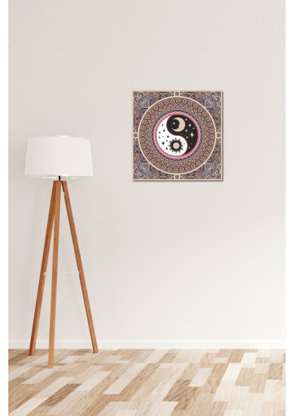El Yapımı Üç Boyutlu Ahşap Yin Yang Duvar Sanatı