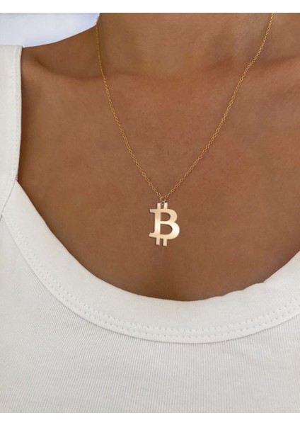 14 Ayar Altın Kolye Ucu bitcoin GM187 1 gr