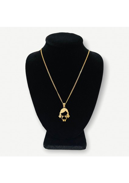 14 Ayar Altın Kolye Ucu kız GM368 1 gr