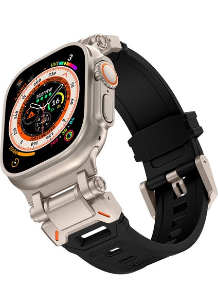 Watch Ultra 49MM Titanyum Metal Başlıklı Kademeli Silikon Kordon KRD101 modelleri