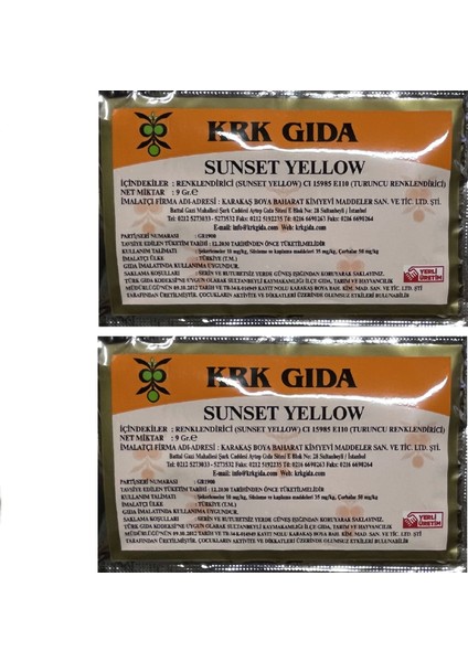 Gıda Boyası Toz Turuncu Renklendirici 9 gr 2ADET