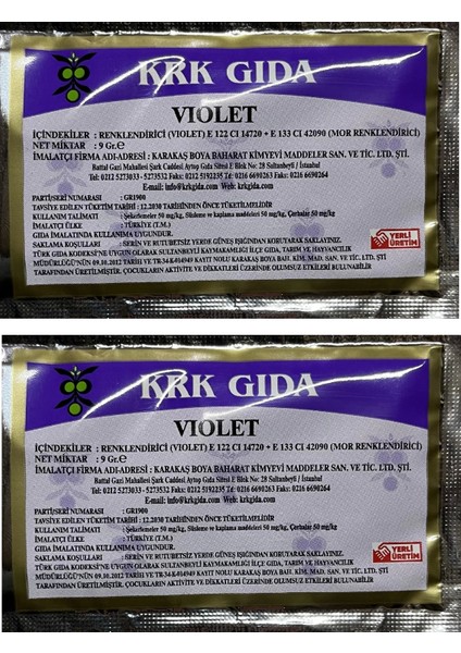 Gıda Boyası Toz Mor Renklendirici 9 gr 2ADET