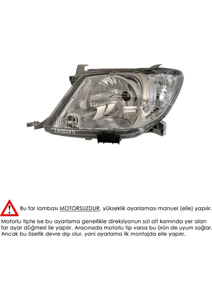Hilux Vigo Far Lambası Sol Beyaz Sinyalli (Manuel) 2009-2011 81170-0K180