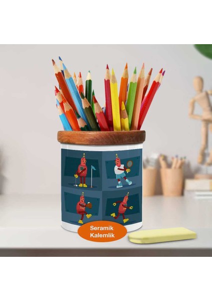 Spor Yapan Eğlenceli Robot Seramik Kalemlik -2147727575 fiyatları