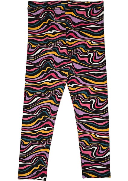 Kız Çocuk Colorful Waves Desen Tayt