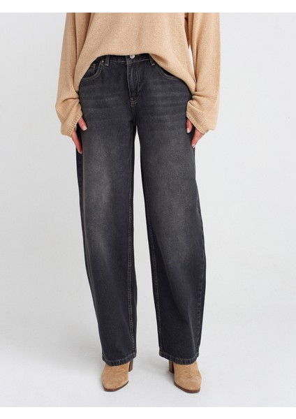 71769 Eskitmeli Mini Baloon Denim Pantolon-Siyah