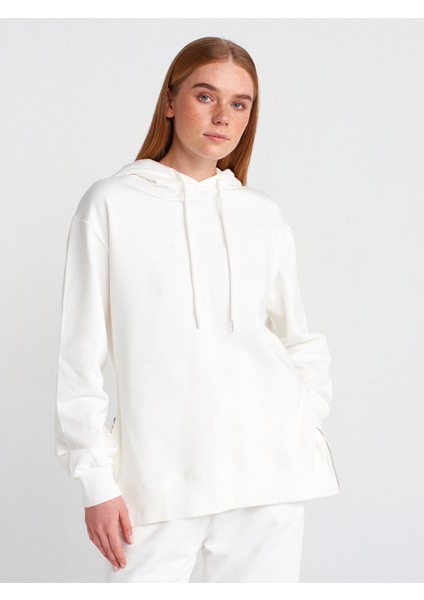40401 Yanları Fermuarları Sweat-Ekru