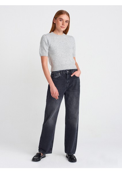 71773 Yeni Kesim Mom Pantolon-Siyah