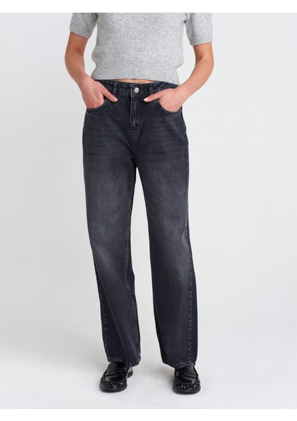 71773 Yeni Kesim Mom Pantolon-Siyah modelleri