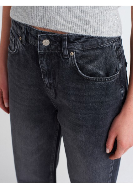 71773 Yeni Kesim Mom Pantolon-Siyah fırsatları