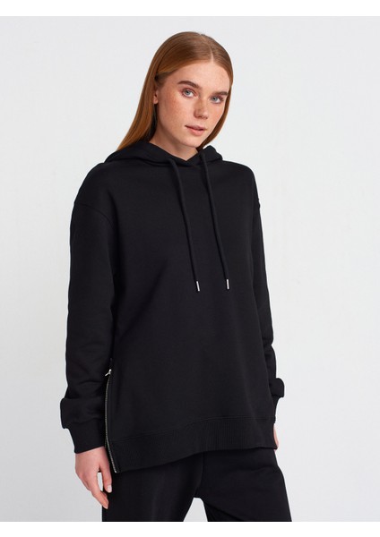 40401 Yanları Fermuarları Sweat-Siyah