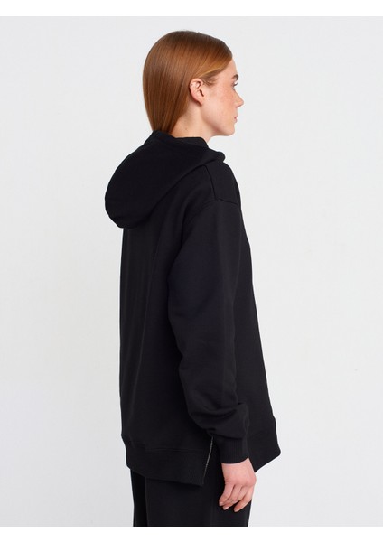 40401 Yanları Fermuarları Sweat-Siyah