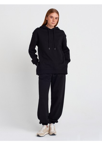 40401 Yanları Fermuarları Sweat-Siyah