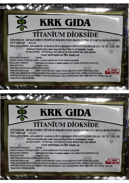 Gıda Boyası Toz Beyaz Renklendirici 9 gr 2 Adet