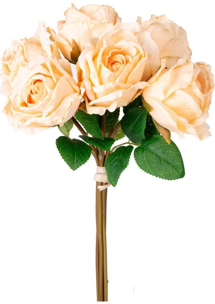 Yapay Çiçek Gül 6'lı Demet Açık Sarı 37 Cm.