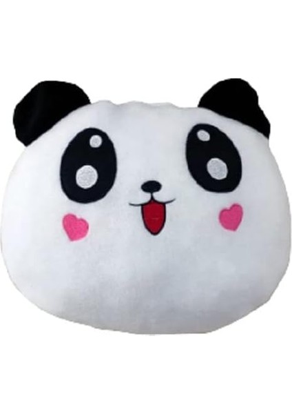 8683200803453 Panda Figürlü Kalp Yanaklı Sevimli Peluş Yastık Minnoş Yavru Panda Tasarımlı Dekoratif Yastık, Çok Renkli, Medium