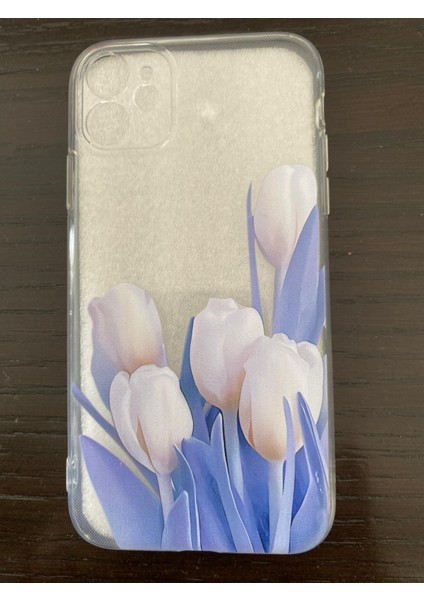 Apple iPhone 11 Telefon Kılıfı Şeffaf Silikon Lale Temalı