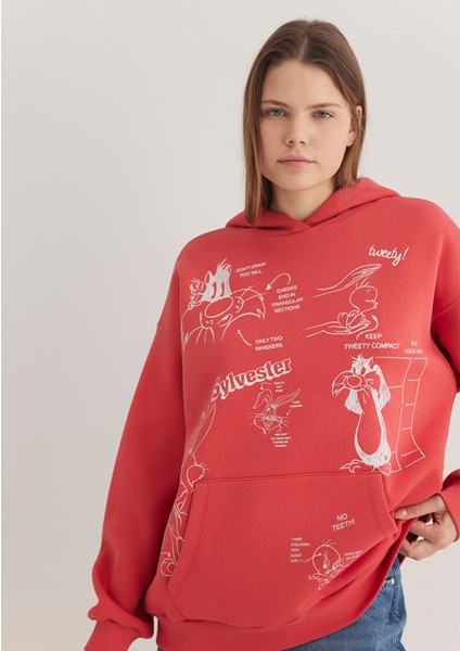 Sylvester ve Tweety Baskılı Pembe Sweatshirt 1S10344-71077