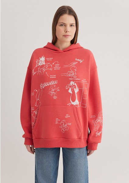 Sylvester ve Tweety Baskılı Pembe Sweatshirt 1S10344-71077