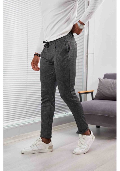 Kışlık Erkek Slım Fıt Yüksek Kaliteli Jogger Pantolon Likralı Pileli Duble Paça Örme KUMAŞ 4.6 12DEĞERLE