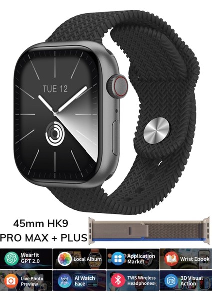 Hk9 Pro Max+ Plus Akıllı Saat - Amoled Ekran,yapay Zeka,sesli Görüşme Huawei iPhone Uyumlu Watch 8,9