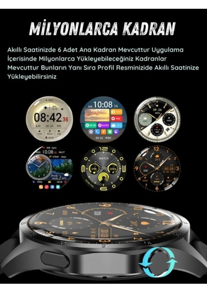GT4 Max Siyah 46mm Akıllı Saat – Sesli Görüşmeli, NFC & GPS Destekli, Android & Huawei iPhone Uyumlu Watch 8-9-10