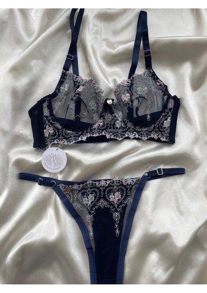 Linda Blue Mavi Sütyen Külot Iç Çamaşır Takımı