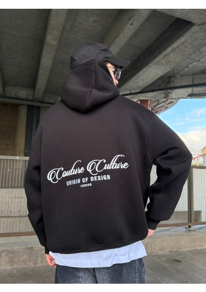 Erkek Oversize Baskılı Hoodie Sweatshirt Siyah fiyatları