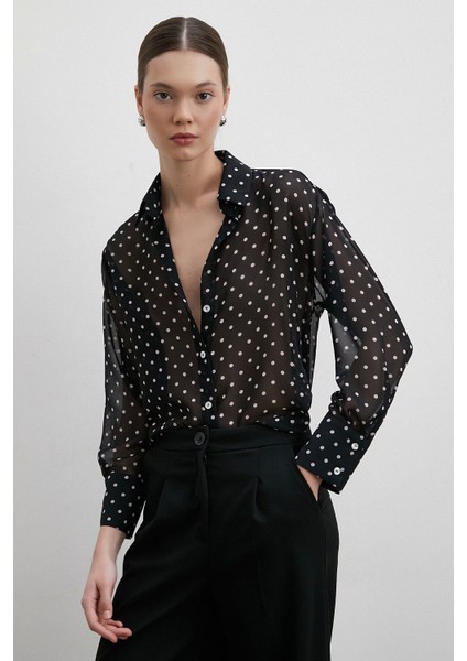 Puantiyeli Gömlek Siyah indirimleri