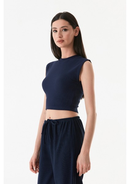 Fitilli Bisiklet Yaka Crop Tişört modelleri