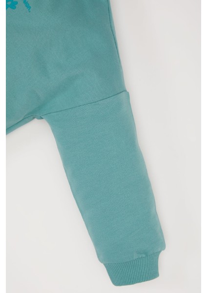 Kız Bebek 2'li Takım Çiçekli Sweatshirt Beli Lastikli Eşofman Altı C2504A525SP