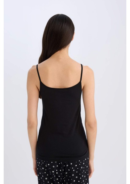 Pamuklu İnce Askılı Siyah İç Atlet-Fall in Love M6858AZ25SP