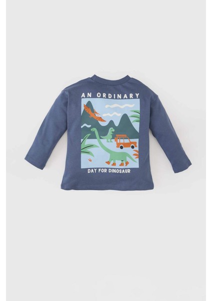 Erkek Bebek Bisiklet Yaka Baskılı Uzun Kollu Tişört E3659A525SP modelleri