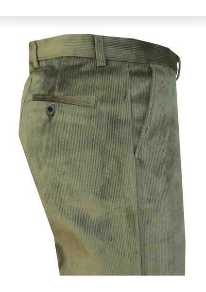 Klasik Kesim Yeşil Kadife Pantolon