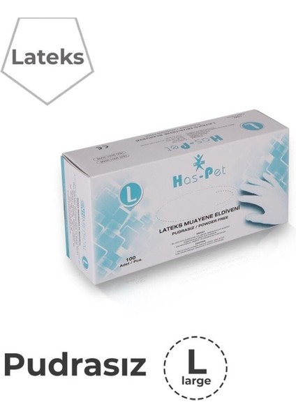 Pudrasız Muayene Eldiveni Large 100'lü